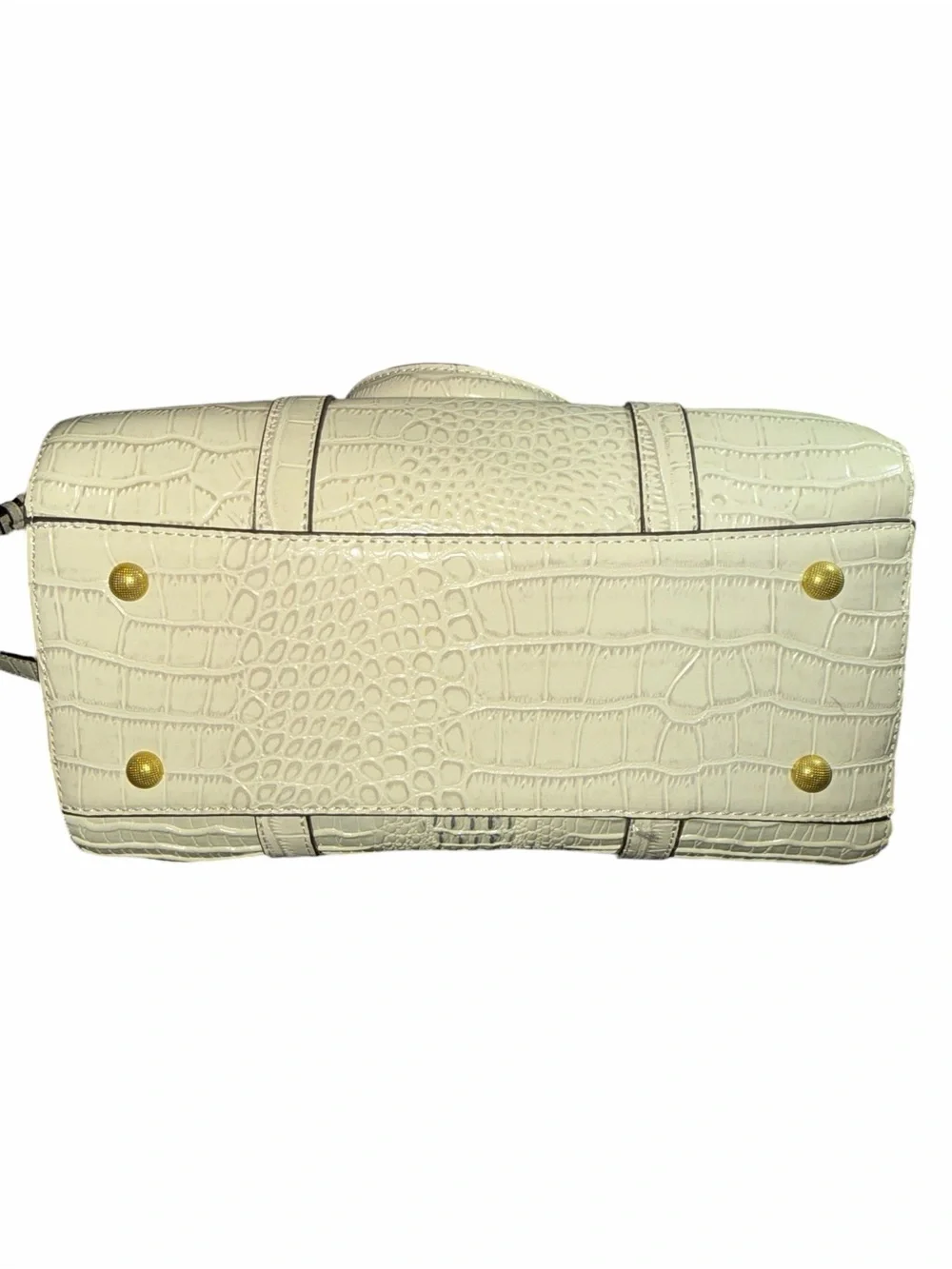 BL Tiannu Cream Crocodile Textured Satchel Handbag with Removable Strap